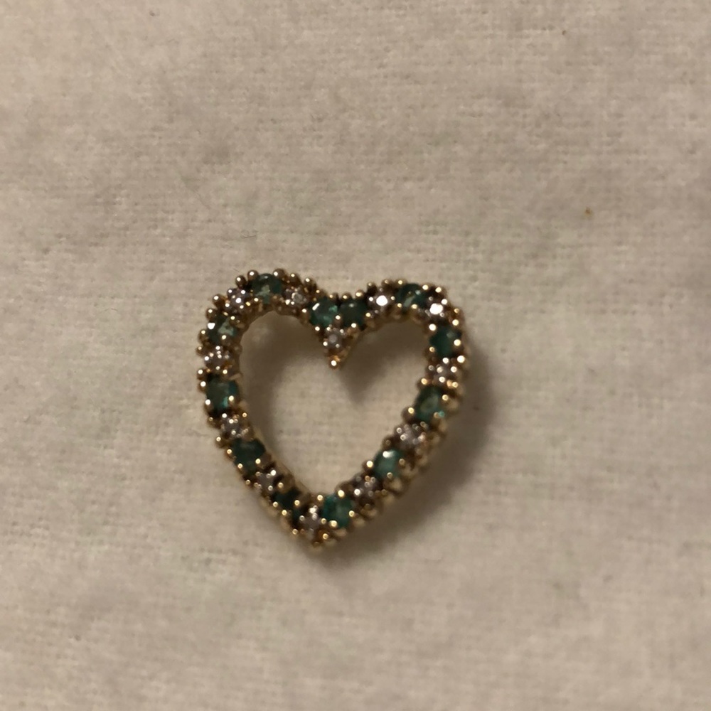 Silver emerald and diamond pendant
